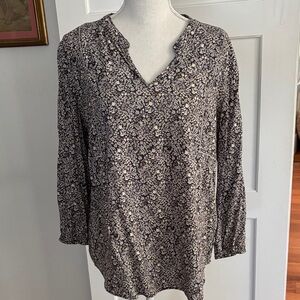 Lucky Brand Black and White Floral Blouse